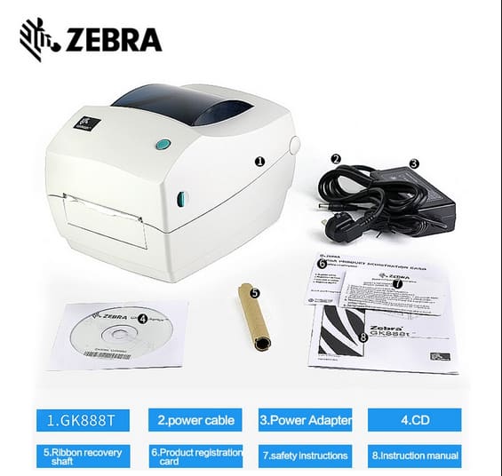 Impressora de etiquetas por transferência térmica Zebra GK888T