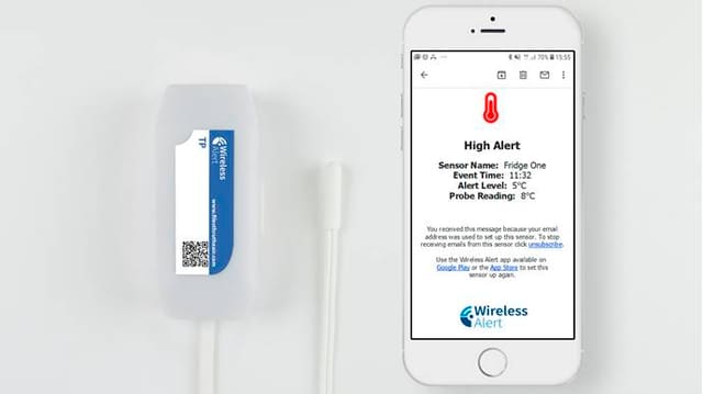 Monitor de temperatura com alertas por e-mail Wireless Alert TP